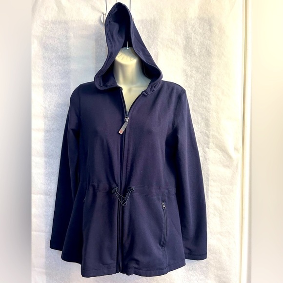 Talbots light weight navy blue full zip up hooded jacket Sz-SP O17 - Picture 2 of 10